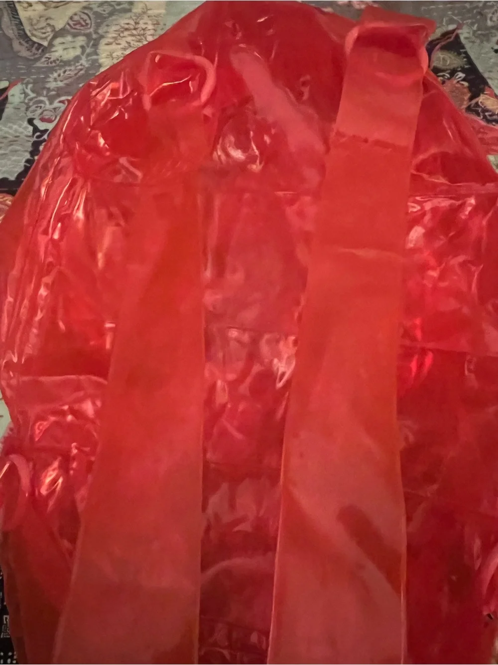 1990s Inflatable Bubble Backpack Neon Red PVC Y2K Blow-Up Rave Bag Festival